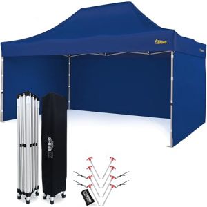 Economique Star Barnum 3x4,5 imperm&eacute;able, Toit 100% &eacute;tanche, 3 parois lat&eacute;rales, 8 goupilles d'ancrage, Housse de Protection Ente de Jardin, Paddock Tente Pliable Pliante (Bleu) (BRIMO pavillon, neuf)