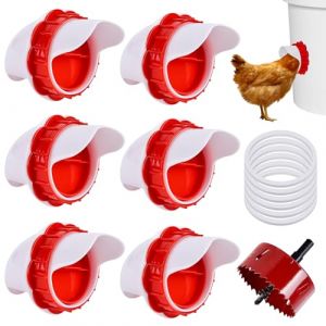 BYZESTY Mangeoire Poules 6 Ports, 6 Pièces Mangeoire Poules, DIY Mangeoire À Volaille Gravité Kit, Mangeoire Poule Automatique, Mangeoire Poules Anti Nuisible pour Seaux Tonneaux Bacs Auges (DING VICTORY LIMITED, neuf)