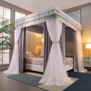 Rideaux de lit &agrave; baldaquin &eacute;l&eacute;gants &agrave; double couche &ndash; Ciel de lit luxueux en dentelle princesse for filles et adultes &ndash; Convient aux lits jumeaux, doubles, queen, king size &ndash; Intimit&eacute; du lit et tentes (ZHENGJIE, neuf)