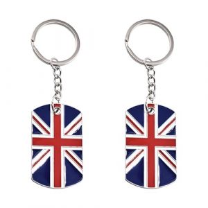 Porte-Cl&eacute;s Drapeau Britannique 2 Pi&egrave;ces, Porte-Cl&eacute;s Carr&eacute;s, Porte-Cl&eacute;s avec Pendentif en M&eacute;tal, Breloques De Sac Cr&eacute;atives, Cadeaux Cr&eacute;atifs Drapeau Britannique (ALLAN NELSON LTD, neuf)