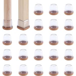 RCHYFEED 24 pi&egrave;ces Protection pour Pieds de Chaise 14-36mm avec Rembourrage en Feutre Transparent, Couvre Pieds de Chaise Meubles en Silicone 1" Protege &eacute;lastique, Patins Embout de Chaise en Feutre (RCHYFEED-FR, neuf)