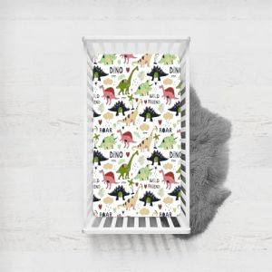 Odot Drap Housse pour Lit de Bébé, Motif Dinosaure Housse de Matelas pour Bébé Drap Housse Respirant Douce pour Lit Parapluie et Berceau Draps Housses Enfants (Cocotier,65x95cm) (Odot, neuf)