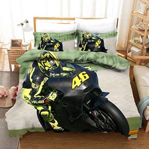 Générique Housse de Couette 140x200cm Moto Enfant Parure de Lit 1 Personne Moto De Course De Sports Extrêmes Microfibre Set Housse de Couette avec Fermeture Éclai avec 2 Taies d'oreiller 65x65cm (WJJJTSM, neuf)