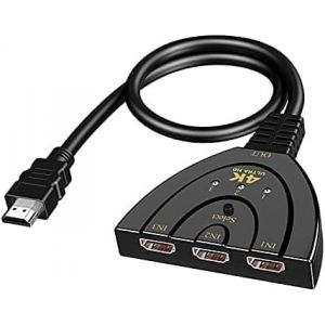 Switch HDMI 4K@30Hz,SZJUNXIAO 3 Entrées 1 Sortie Multiprise Commutateur HDMI Switch UHD/3D/1080P@60Hz Splitter Adaptateur HDMI Ultra Performant Supporte Xbox/PS3/PS4/Roku/Fire TV/Blue-Ray/DVD Player (ZZXJDZSW, neuf)