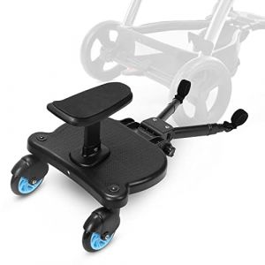 Herrselsam Planche de poussette pour toutes les poussettes, Kiddy Board avec siège, marchepied rotatif à 360°, marchepied universel pour poussette de 25 kg (bleu) (BlueHorizon Shop, neuf)