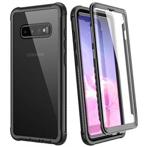 WE LOVE CASE Coque pour Samsung Galaxy S10, 360 degrés Étui de Protection Antichoc Housse avec Protecteur d'écran Intégré et Dos Transparent pour Samsung Galaxy S10 - Noir (Cumoda, neuf)