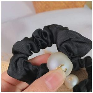 Bandeau Cheveux Femme Dames Tempéramment Hair Bague Grand intestin anneau Français Rétro Cravate Cravate Colle Colore Cadre Colore Bande de caoutchouc de queue de Ponyme Bandeau Cheveux Homme(Double C (钟祥市微琼维商贸有限公司, neuf)