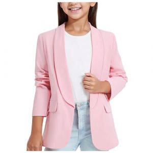 Blazer Fille Blazers &agrave; Manches Longues pour Filles Col Ch&acirc;Le Veste De Costume Formelle avec Poche Int&eacute;Rieure Printemps Elegant Manteau Enfant Veste Fille Couleur Unie 3-14 Ans (13-14 Years) (XUSIvisaa, neuf)