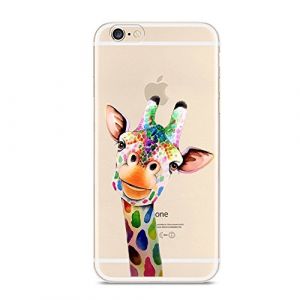 CrazyLemon pour iPhone 6s Coque, Coque iPhone 6 / 6S TPU Silicone Souple Anti Choc Etui Housse Portable iPhone 6 6s 4.7" Bumper de Protection Ultra Mince Premium Case Cover - Girafe color&eacute;e (CrazyLemon-EU, neuf)