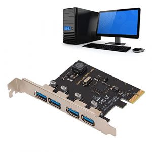 Carte PCI E vers USB 3.0 5 Gbps, Carte D'extension PCI Expree vers USB 4 Ports, Carte Contrôleur de Concentrateur PCI-E USB3.0 pour Serveur de Bureau pour Xp, pour Win7, pour Win8 et pour Win8.1, pour (Pusokei, neuf)