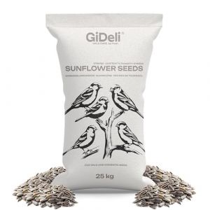 GiDeli Graines de tournesol ray&eacute;es 25 kg, nourriture pour oiseaux, oiseaux sauvages et oiseaux, nourriture d'hiver pour m&eacute;sanges, pinsons, moineaux &ndash; riche en huile et prot&eacute;ines (Posh Sp. z o.o., neuf)