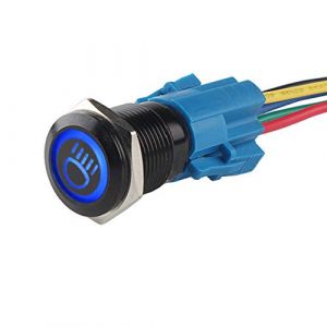 ETOPARS Noir Coque 19mm Interrupteur &agrave; Bascule Bleu LED 12V 3A Bouton Poussoir Voiture M&eacute;tal Interrupteur &eacute;tanche Faisceau Principal Prise de Courant (Etocars, neuf)