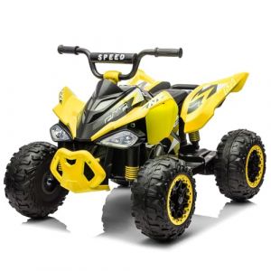 LALAHO Quad Electrique Enfants 12V,Voiture Électrique Enfants avec LED Et Musique,ATV pour Enfant de 3 à 8 Ans (Jaune) (Sarefun, neuf)