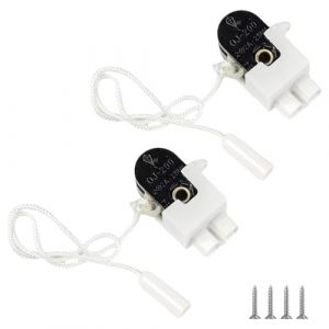 Prmape 2 Pi&egrave;ces Interrupteur &agrave; Tirette, Interrupteur Tirette Corde 2X2 A 250 V, Mini Interrupteurs &agrave; Tirette pour Lampe Salle de Bain Ventilateur de Plafond Luminaires Commutateur (viwen, neuf)