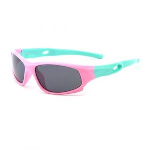 JoXiGo Lunettes de Soleil Enfant Sport Polaris&eacute;es Incassable Gar&ccedil;on et Fille (3-12 ans) + Cordons &agrave; lunettes + &Eacute;tui &agrave; Lunettes (Cadre Rose - Branches Vert) (JoXiGo-FR, neuf)