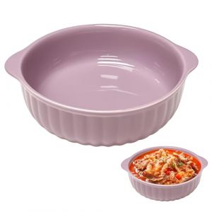 Plat &agrave; gratin rond en c&eacute;ramique, plat &agrave; lasagnes, pour friteuse &agrave; air chaud, 19 x 16,5 x 5,5 cm, plat &agrave; lasagnes, plat &agrave; lasagnes, plat rond, pour lasagnes, frites, soupe (violet clair) (lovehomevp, neuf)