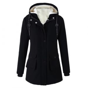Manteau Femme Hiver Chaud Grande Taille Manteaux Mi Longue Doudoune &agrave; Capuche pour Femme Chic et El&eacute;gante Mi Saison Veste Polaire Parka Blouson Coupe-Vent V&ecirc;tements d'Ext&eacute;rieur (BTDDZ, neuf)