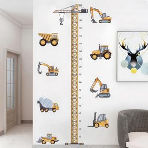 Eclove Stickers Muraux Enfant Toise, Stickers Autocollants Mural Véhicules de Construction, Décoration Murale pour Chambre d'Enfants, Chambre de Bébé, Crèche, Salle de Jeu (80 x 200 cm) (B) (Hanyina, neuf)