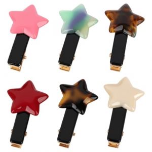 MOTIBACK Lot de 6 barrettes &agrave; cheveux avec &eacute;toiles - Jolies barrettes &agrave; cheveux pour fille - Accessoires de cheveux pour femme et fille - Rouge, rose, blanc, bleu, marron, ambre (Catch A Blink Trading Store, neuf)