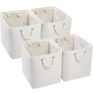 Mangata Cube de Rangement Tissu, Panier Cube de Rangement, Boite de Rangement Pliable pour Jouets, Vêtement 33 x 38 x 33 cm (Lot de 4, Blanche) (Amour de Lavande, neuf)