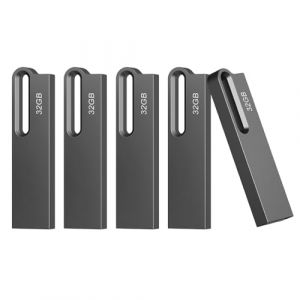 JOIOT 32Go Clé USB 3.0 Lot de 5 Clef USB Métal Imperméable Flash Drive Clés USB 32 Go pour PC, Ordinateur Portable, Stockage de Données,(5X32Go,Noir) (Joiot Official Store, neuf)