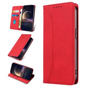 KANVOOS Coque pour Samsung Galaxy S7 Edge, Etui Protection Housse en Cuir PU [Porte Cartes], Antichoc Portefeuille Étui à Rabat Flip Case pour Samsung S7 Edge (Rouge) (CONBER, neuf)