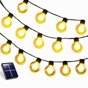 Guirlande Solaire Exterieur 5 M, 20 Led Boules Cristal, Guirlande Solaire 8 Modes, éTanche Ip65, LumièRe Blanc Chaud RéSistante Aux IntempéRies Pour Terrasse, Mariage Et NoëL.Style Guinguette (5 M) (Htianyi-eu, neuf)