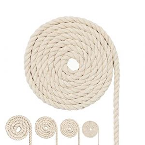 FORBELL Cordon de coton, corde en fil &agrave; macram&eacute;, plusieurs tailles, corde en coton pour travaux manuels, cadeaux (8 mm (10 m)), Beige (CYRISING, neuf)