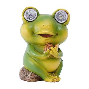 Aznever Lampe Grenouille en résine - Figurine Grenouille Décorative Lampe de Jardin Solaire | Lampe Solaire Animale extérieure d'ornement de Grenouille pour la pelouse, la Cour, Le Patio (flowwer, neuf)