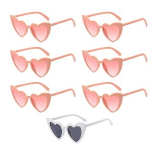 Lunettes de Soleil Vintage en Forme de Cœur, 7 Paires Lunettes de Coeur Soleil pour Femmes, Pour mariage, Ensemble de Lunettes de Soleil Lunettes Coeur Lunettes d'amour Vintage Mode (Thuranda OÜ, neuf)