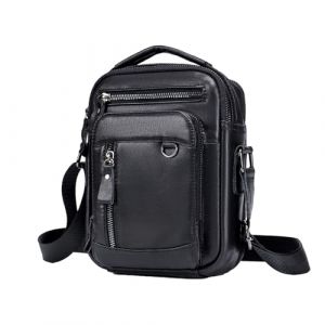pundarika sac bandoulière homme cuir sacoche homme,sac a main homme Cuir véritable Vintage pochette homme bandoulière multipoche sacoche,-Noir (Pundarika-fr, neuf)