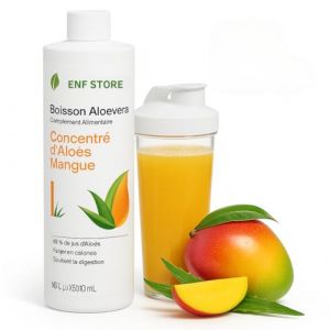 ENF STORE – Jus d’Aloe Vera Mangue 473ml – Complément Alimentaire Hydratant & Digestif – Sans Sucres Ajoutés – Goût Rafraîchissant – Sans Gluten – Boisson Bien-Être Naturelle (473ml, Mangue) (ENF STORE, neuf)