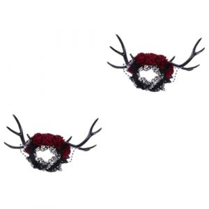 Healvian 2 Pi&egrave;ces gros bandeau en bois de cerf cheveux Bandeau de bois de renne chouchous cheveux bijoux de cerceau de de fille coiffe de no&euml;l (Le Sengyu, neuf)