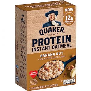 Quaker, Protein Instant Oatmeal &ndash; Lot de 6 flocons d'avoine instantan&eacute;s, noix de banane, 365,7 g (Treatspree, neuf)