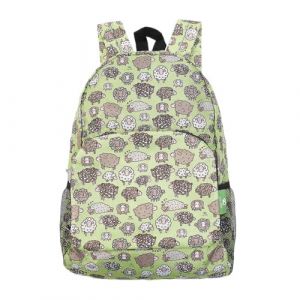 ECO CHIC Sac à dos pliable léger | Sac à dos durable résistant à l'eau | Se replie dans une pochette pour le rangement (Mouton mignon Vert) (Eco Chic London, neuf)