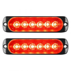 Willpower 2pcs 6LED Feu Stroboscopique Urgent Rouge Feux de Gabarit Latéraux Voiture 12V 24V Barre Lumineuse LED Balise Clignotante de Sécurité pour Remorque Utilitaire Bateau Tracteur Véhicule (YZ-EU, neuf)