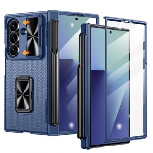 Doeshine Coque Samsung Galaxy Z Fold 7, Porte-S Pen, 360 ° Rotatif Support, Protection D'écran et L'appareil Photo, Protection Contre Les Charnières, Armor Cover Case Housse 2025 (Bleu) (Doeshine-Kovovo, neuf)