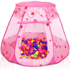 KAHEIGN Tente de Princesse Pop-Up, 115CM x 90CM Tente de Enfants Jeu Pliable Piscine &agrave; Balles Princesse Rose avec Sac de Transport pour Gar&ccedil;on Fille Animaux Jeux Int&eacute;rieur Ext&eacute;rieur Jardin Jeu (Rose) (KAHEIGN-EU, neuf)
