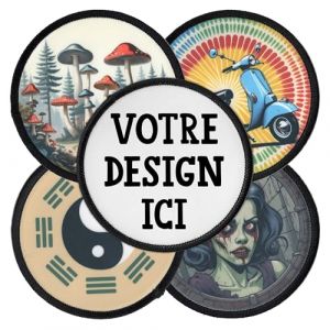 Patch Personnalis&eacute; Cercle 7,6cm &agrave; 25,4cm avec votre Photo, Logo, Text ou Design | Impression Textile Haute R&eacute;solution | Rond &Eacute;cusson Thermocollant sur mesure | Pour Vestes & V&ecirc;tements (7,6cm largeur) (Concrete Schoolyard Berlin, neuf)