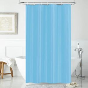 LUKDUNG Rideau de douche en polyester textile, 100 x 200 cm, anti-moisissure, pour baignoire, douche, en tissu, imperm&eacute;able, lavable, avec 7 crochets, bleu (LIK, neuf)