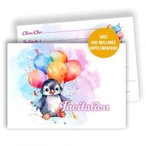 Edition Colibri &ndash; Cartes d&rsquo;invitation anniversaire enfant pingouin &ndash; Lot de 10 invitations &agrave; remplir &ndash; A6 &ndash; F&ecirc;te gar&ccedil;on et fille &ndash; Design mignon avec ballons (Edition Colibri, neuf)