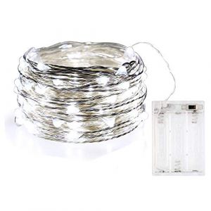 Guirlandes Lumineuses à Piles, 1 Paquet Mini 3*AA Alimenté par Pile Fil de Cuivre Led Lumières de Luciole pour Chambre, Jardin, NoëL, Mariage, Intérieur, Fête, Décoration (Blanc Froid) (BOLWEO-EU, neuf)