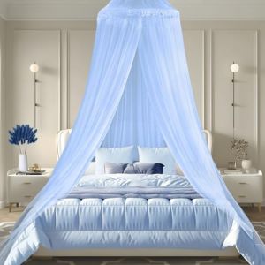 Moustiquaire,Grand Moustiquaire pour lit,Grand Moustiquaire Dôme Polyester,Lit Moustiquaire D'installation Rapide et Facile, Adapté pour Lit Bébé, Lit Simple, Lit Double(Bleu) (RHSEMI-EU, neuf)