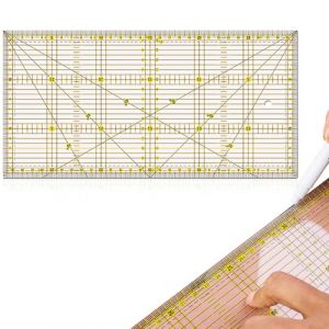 Regle patchwork, regle couture, règle couture, Règle omnigrid transparente avec graduations en cm et indications d'angles, Idéal pour la couture et l'artisanat, Facile à manipuler et à utiliser (ESTRINGLE Sp. z o.o., neuf)