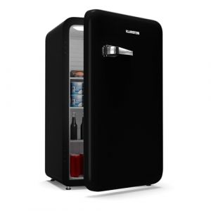 Klarstein Audrey Evo Réfrigérateur Rétro, 112L, Frigo Noir 1 Porte, Silencieux 40 dB, Porte Réversible, Pieds Réglables, Thermostat 0-10°C, Noir (Klarstein France, neuf)