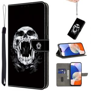 TUOLISG Étui de protection à rabat pour Samsung Galaxy A26 5G - En cuir synthétique - Avec compartiments pour cartes et fonction support - Motif tête de mort (TUOLISG, neuf)