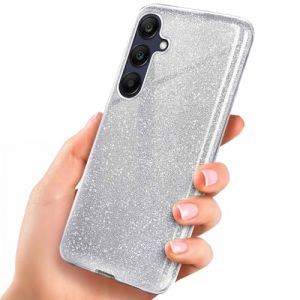 ONEFLOW Coque de protection &agrave; paillettes compatible avec Samsung Galaxy A25 5G, r&eacute;sistante aux chocs, en silicone fine, avec strass scintillants, argent&eacute; (hulle24 GmbH &ndash; Sp&eacute;cialiste accessoires, neuf)