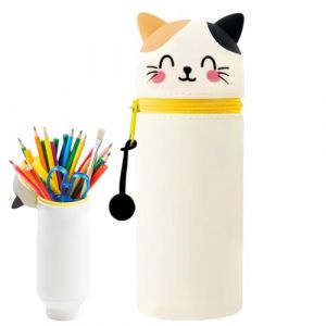 Trousse 2 en 1 en Silicone Souple, Trousse &Agrave; Crayons Animal Silicone, Trousse &agrave; Crayons en Silicone Souple R&eacute;tractable, Trousse &Agrave; Crayons R&eacute;tractable, Trousse Silicone Capybara Ours Cat Panda (YANXIN-EU, neuf)