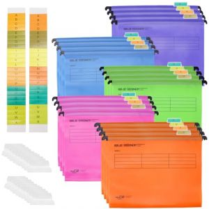 Tbintul 20Pcs A4 Dossier Suspendus,Polypropyl&egrave;ne Dossier Suspendu Armoire avec Onglets et Inserts,Support Dossier Suspendu,Dossier Suspendus pour Tiroir pour L'&eacute;cole la Maison le Travail et le Bureau (RAFAELOS-CHRISTOU, neuf)