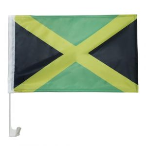 AZ FLAG - Drapeau Jama&iuml;que Pour D&eacute;coration Voiture Avec Attaches En PVC Et Syst&egrave;me d'Accroche - Car Flag Jama&iuml;cain - 100% Polyester - 50g - 45x30 cm (AZ-FLAG, neuf)